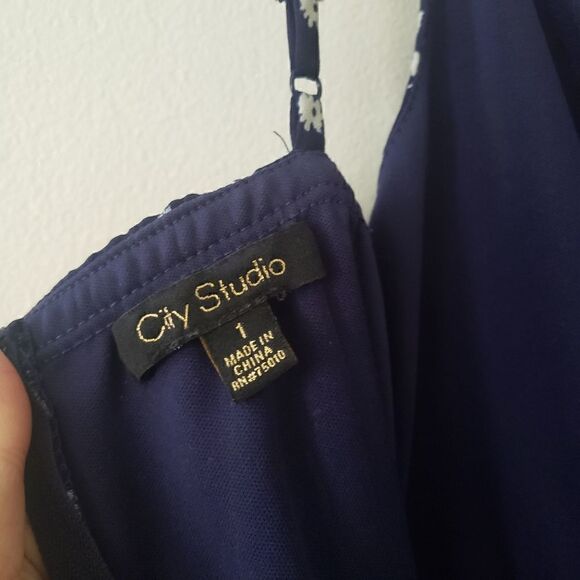 City Studio Tie Front Asymmetrical Blue Floral Dress - Picture 6 of 8